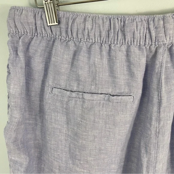 Tahari Plus Size 1X Blue 100% Linen  High Rise Pull-On Shorts Pockets - Picture 8 of 10
